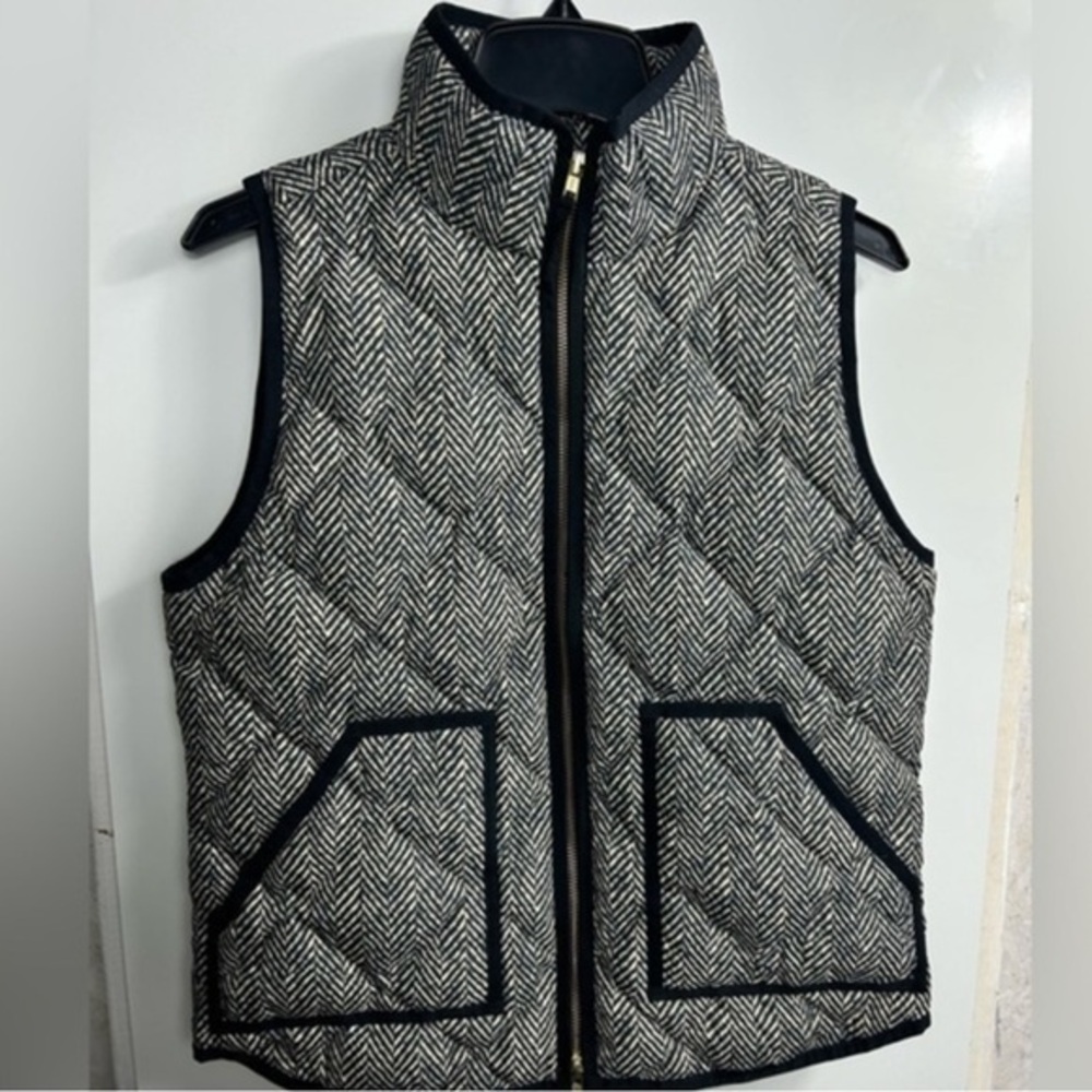 J Crew Herringbone Puffer Vest Sz S